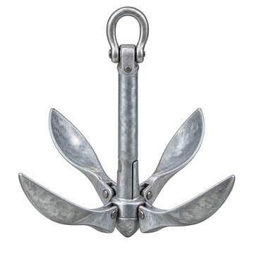 Galvanized folding grapnel anchor