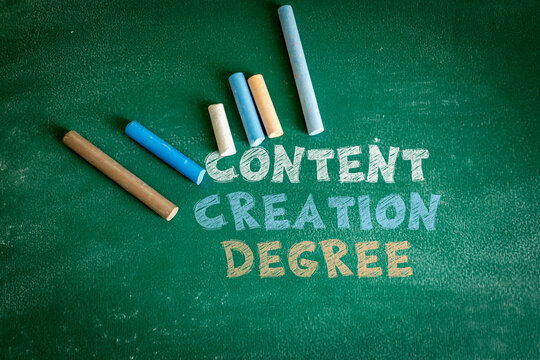 CONTENT CREATION DEGREE Concept on Green Classroom Chalkboard