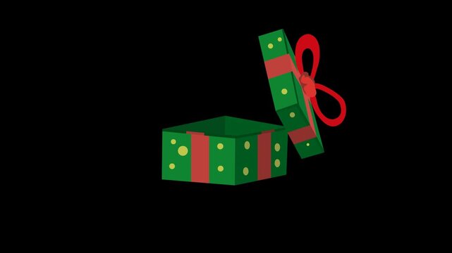 A gift box pops up and opens, revealing that it is empty