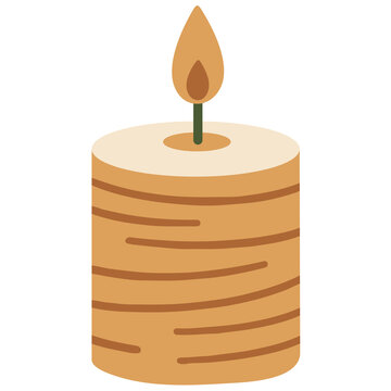 Vintage pillar candle warm flame autumn christmas easter new year vector illustration