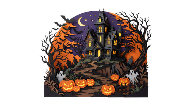 Orange Tiger Cat Vector Illustration Isolated on White Background, Cute Halloween Animal Design with Spooky Autumn Style for Holiday Decoration and Festive Artwork