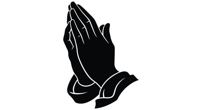 Praying hands silhouette against a white background a simple graphic representation