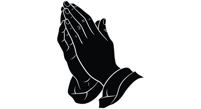 Praying hands silhouette against a white background a graphic representation of devotion