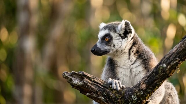 lemurs close up on a tree at morning light in madagascar rainforest video