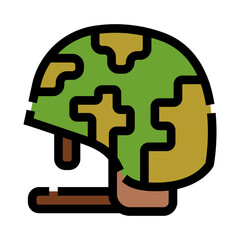 Fototapeta premium Military helmet featuring a camouflage pattern, providing essential head protection for soldiers and personnel involved in security, defense, and tactical operations
