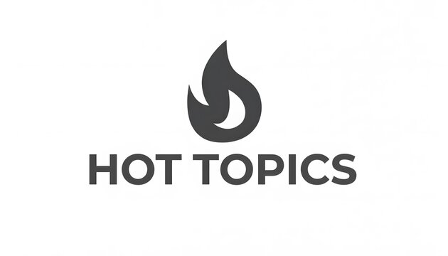 Hot topics terxt with flace on white background
