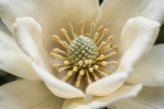 Extreme Macro Close Up of Southern Magnolia Flower Stamen and Pistil
