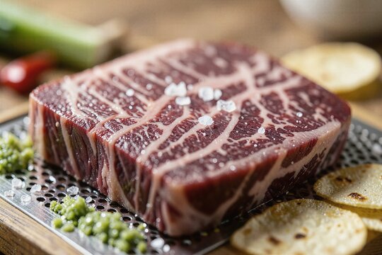 Premium Japanese A5 Wagyu Striploin Steak with Sea Salt and Aromatics
