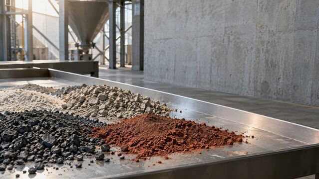 Critical mineral raw materials in modern processing facility