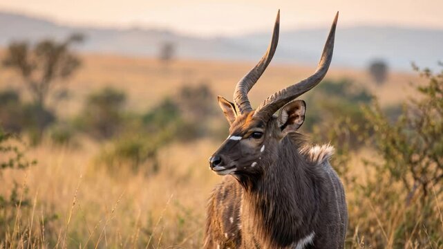 nyala antelope close up at morning light in hluhluwe imfolozi park kwazulu natal south africa video