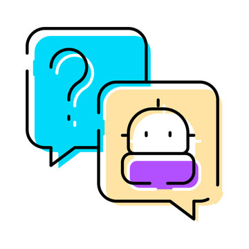 Chatbot icon conversing in speech bubbles, providing automated assistance and support, addressing frequently asked questions with artificial intelligence technology