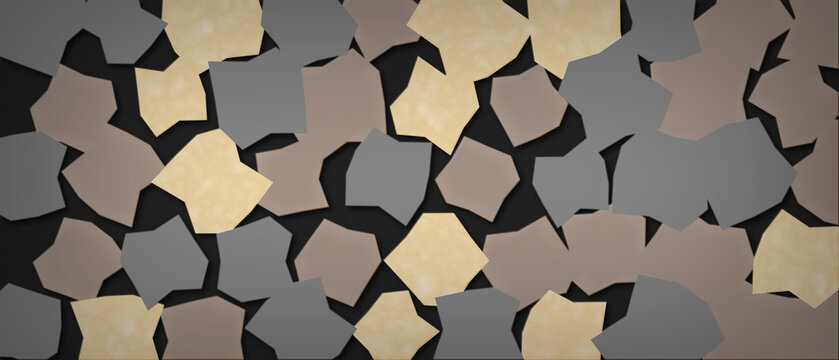 Abstract interlocking geometric shapes in beige and brown
