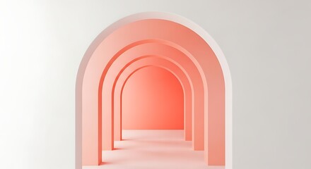 Fototapeta premium Minimalist pink archway tunnel design