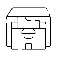 Archive box with multiple folders and documents inside, creating a concept of data management, information organization, and secure storage for important records © vectorwin
