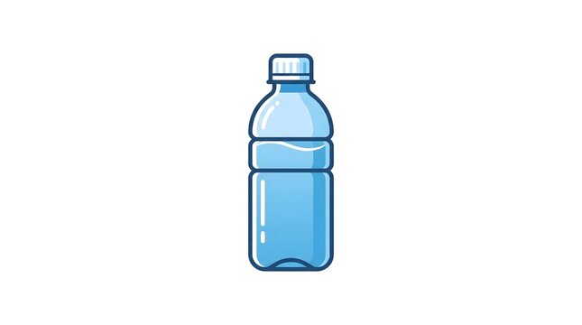 Vector illustration of a clear plastic water bottle filled with fresh mineral water, isolated on a white background.