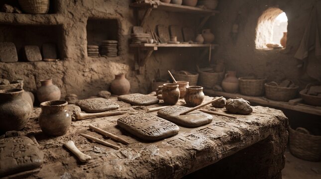 Mesopotamian clay tablet workshop