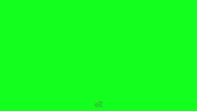 Green screen shows a plus sign and pound symbol. Bold outline draws attention to financial gain. Ideal for budgeting, savings, or currency themes