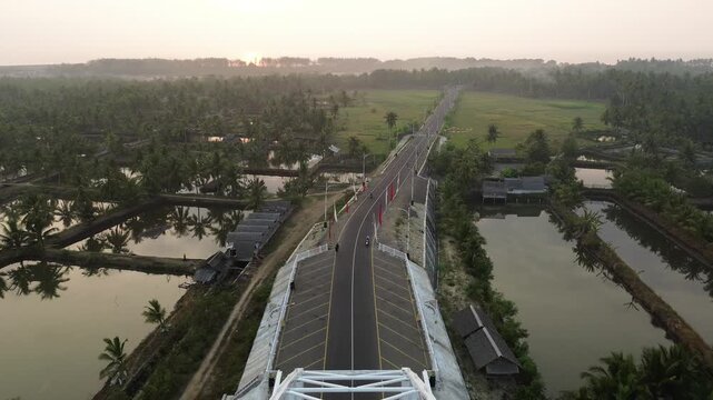 Aerial Lanscape View of Sodongkopo Bridge in Batukaras, West Java