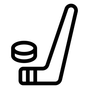 Ice Hockey Stick And Puck Sport Line Icon