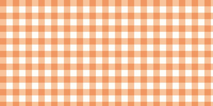 Seamless Orange and white gingham checkered pattern texture background