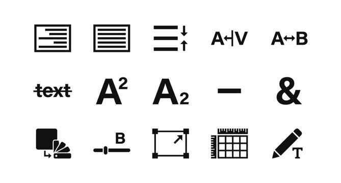 Text editing and typography formatting vector icons set