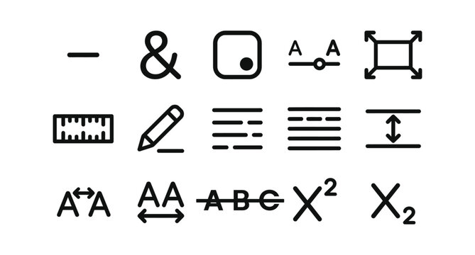 Typography measurement and text alignment vector symbols
