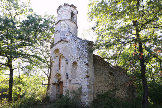 Ruins of a 12th-century medieval church in Hungary. Village of &Oacute;d&ouml;r&ouml;gd, Balaton Uplands, Western Hungary
