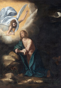Novara - The painting Prayer of Jesus in Gethsemane garden in Cattedrale di Santa Maria Assunta by unknown artist.