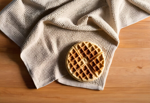 A wawah on a wooden table, Organic Waffle Thermal Stone