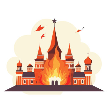 Kremlin on fire vector isolated