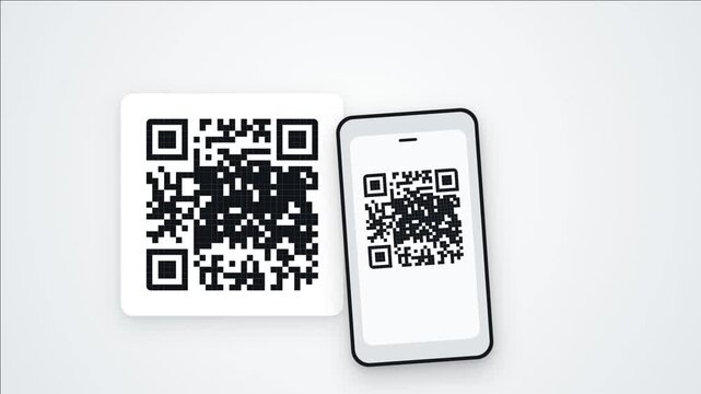 QR Code Payment Animation from Smartphone Scanning to Successful Payment, Digital Wallet and Cashless Fintech Transaction