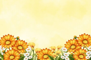 Colorful floral background of yellow flowers,greetings, wallpaper, fashion, posters © Anna
