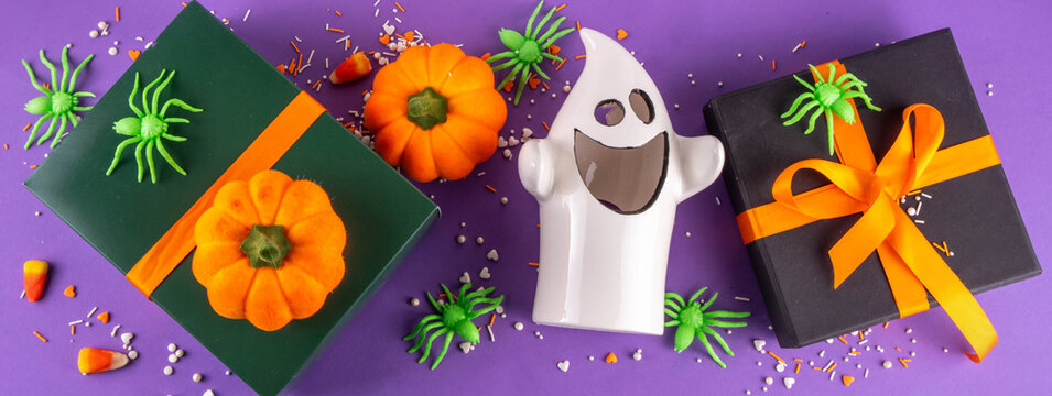 High colored bright Halloween greeting card background, Halloween party invitation or bar menu