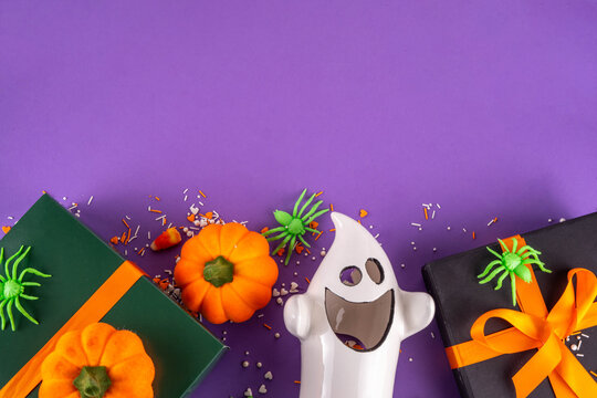 High colored bright Halloween greeting card background, Halloween party invitation or bar menu