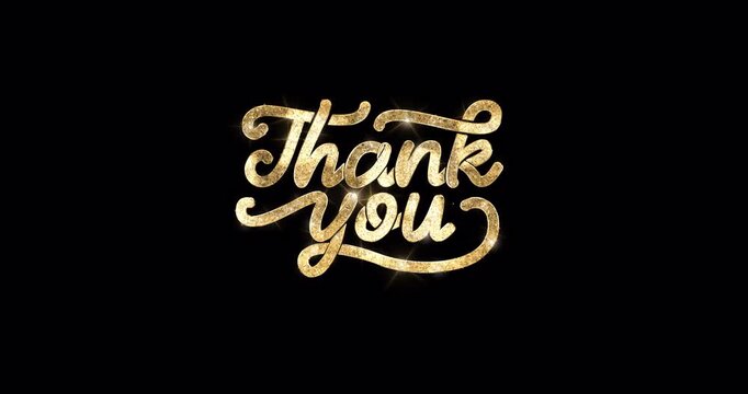 Animated thank you. Luxury handwritten animation with elegant typography and glitter style and alpha matte. Great for messages, outros, presentations, social media content