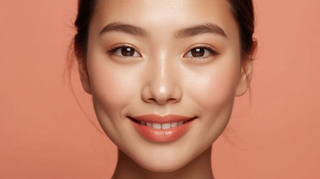 Mujer de aspecto saludable, subtono melocot&oacute;n, textura tersa, nariz peque&ntilde;a y respingona, encanto cercano, maquillaje liger&iacute;simo