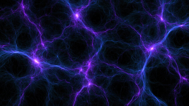 Cosmic void wall thin blue purple web abstract background glowing network texture
