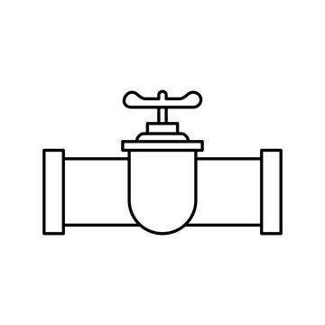 Gate valve icon as a simple black line art vector illustration editable stroke
