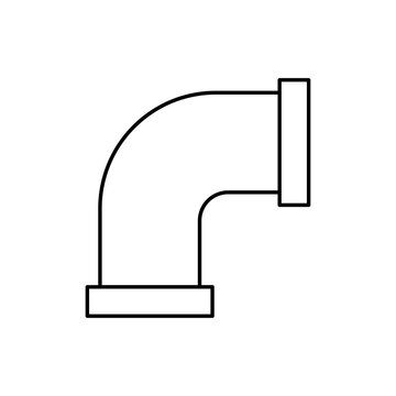 90 degree elbow pipe fitting icon as a simple black line art vector illustration editable stroke