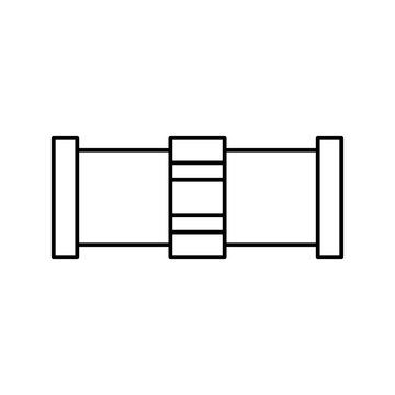 Pipe coupling icon as a simple black line art vector illustration editable stroke