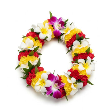 Elegant Bright Flower Wreath Arrangement with Tropical Plumeria and Orchid