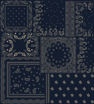 Seamless paisley bandana patchwork pattern