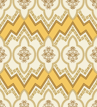 Seamless damask pattern with zigzag lines