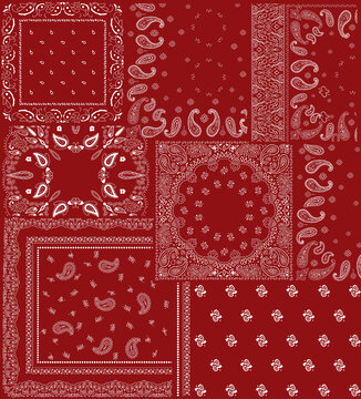 Seamless red bandana patchwork print