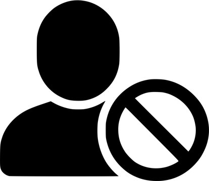 The image depicts a user icon with a prohibition symbol over it, suggesting restricted access or prohibition of use