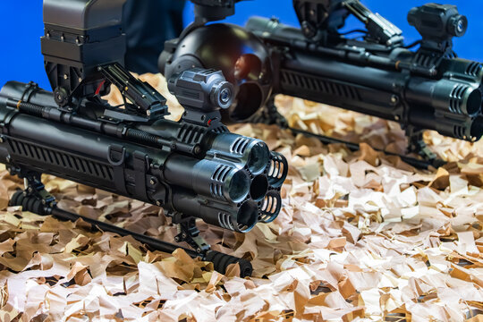 Advanced military drones equipped with electronics and weapons 