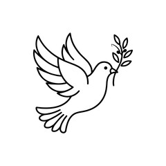 Fototapeta premium Minimalist flying dove with olive branch vector illustration