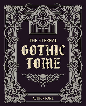Elegant Gothic Tome Book Cover With Ornate Vintage Frame