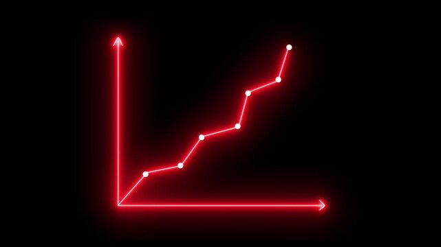 Neon sign line graph increasing business growth. business graph growth concept animation, Line graph rise, Grow or success profit, business concept. 4k video