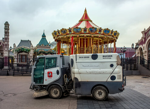 VKM-2020 vacuum sweeper and collector, based on Bucher technology: Moscow, Russia - October 12, 2022